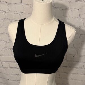 Nike Women's Black Sports Bra with Silver Logo
